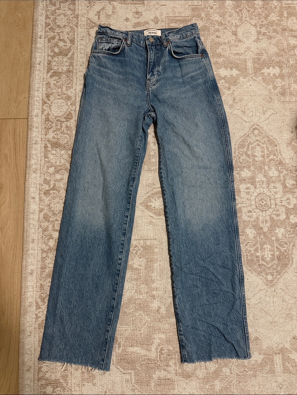 Reformation Straight-Leg Jeans in Medium Blue Denim